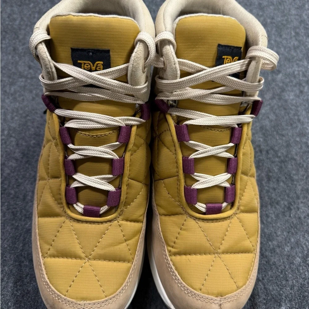 Teva Tan and Yellow Quilted High-Top Sneakers - Picture 4 of 7